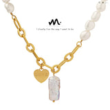 18K Freshwater Pearl Heart Pendant Necklace Baroque Pearl Jewelry