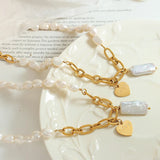 18K Freshwater Pearl Heart Pendant Necklace Baroque Pearl Jewelry
