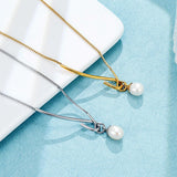 18K Freshwater Pearl Necklace Pendant Interlocking Pearl Jewelry