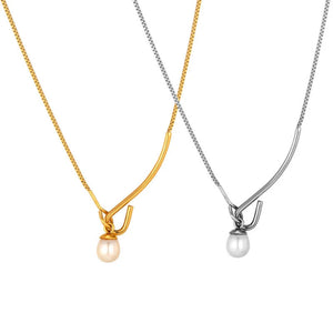 18K Freshwater Pearl Necklace Pendant Interlocking Pearl Jewelry