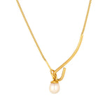 18K Freshwater Pearl Necklace Pendant Interlocking Pearl Jewelry