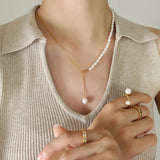 18K Freshwater Pearl Snake Bone Chain Set