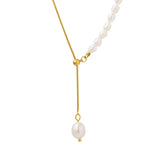 18K Freshwater Pearl Snake Bone Chain Set