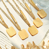 18K Geometric Letter Sweater Chain Necklace Pendant Name Jewelry