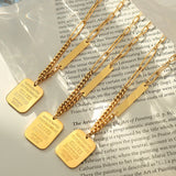 18K Geometric Letter Sweater Chain Necklace Pendant Name Jewelry