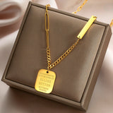 18K Geometric Letter Sweater Chain Necklace Pendant Name Jewelry