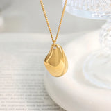 18K Glossy Pendant Necklace Earrings Set Jewelry Gift