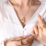 18K Glossy Pendant Necklace Earrings Set Jewelry Gift