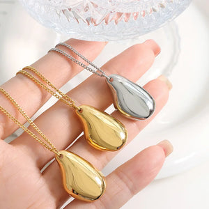 18K Glossy Pendant Necklace Earrings Set Jewelry Gift