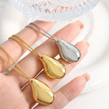 18K Glossy Pendant Necklace Earrings Set Jewelry Gift