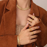 18K Geometric Ring Necklace Bracelet Set