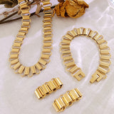 18K Geometric Ring Necklace Bracelet Set