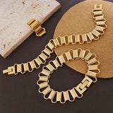 18K Geometric Ring Necklace Bracelet Set