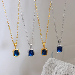 18K Crystal Pendant Necklace Clavicle Chain Jewelry