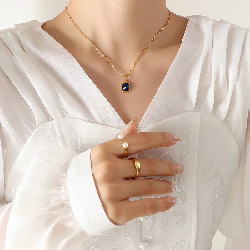 18K Crystal Pendant Necklace Clavicle Chain Jewelry