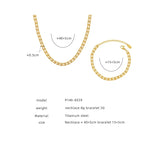 18K Geometric Necklace Bracelet Set Chunky Jewelry