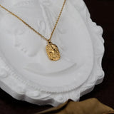 18K Textured Star Sweater Chain Pendant Necklace For Women