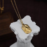 18K Textured Star Sweater Chain Pendant Necklace For Women