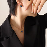 18K Natural Crystal Stone Pendant Necklace Earrings Set