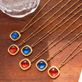 18K Natural Crystal Stone Pendant Necklace Earrings Set