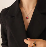 18K Natural Crystal Stone Pendant Necklace Earrings Set