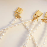 18K Light Natural Freshwater Pearl OT Buckle Lock Necklace Pendant