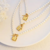 18K Light Natural Freshwater Pearl OT Buckle Lock Necklace Pendant