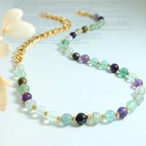 18K Natural Stone Beaded Clavicle Chain Necklace Choker