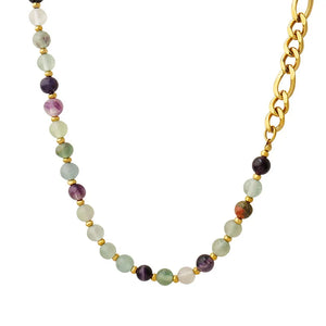 18K Natural Stone Beaded Clavicle Chain Necklace Choker