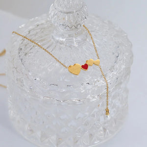 18K Peach Heart Tassel Red Love Pearl Necklace