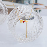 18K Peach Heart Tassel Red Love Pearl Necklace