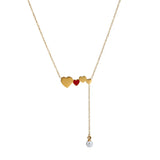 18K Peach Heart Tassel Red Love Pearl Necklace