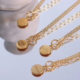 18K Light OT Buckle Letter Double Spell Clavicle Necklace Chain Pendant