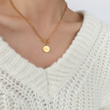18K Light OT Buckle Letter Double Spell Clavicle Necklace Chain Pendant