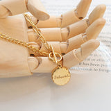 18K Light OT Buckle Letter Double Spell Clavicle Necklace Chain Pendant