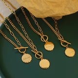 18K Light OT Buckle Letter Double Spell Clavicle Necklace Chain Pendant