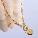 18K Light OT Buckle Letter Double Spell Clavicle Necklace Chain Pendant