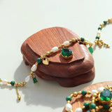 18K Pearl Zircon Jade Choker Necklace