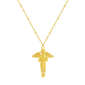 18K Light Prayer Angel Boy Clavicle Necklace Pendant Amulet Pendant