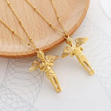 18K Light Prayer Angel Boy Clavicle Necklace Pendant Amulet Pendant