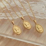 18K Light Queen Clavicle Chain Oval Necklace Pendant Beads Chain Jewelry
