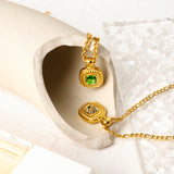 18K Semi-precious Stone Pendant Necklace Jewelry