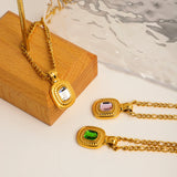 18K Semi-precious Stone Pendant Necklace Jewelry