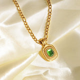 18K Semi-precious Stone Pendant Necklace Jewelry