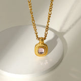 18K Semi-precious Stone Pendant Necklace Jewelry