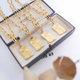 18K Retro Portrait Clavicle Chain Necklace Pendant Jewelry