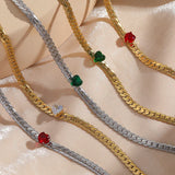 18K Light Snake Bone Chain Necklace with Zircon Crystal Choker