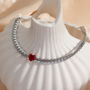 18K Light Snake Bone Chain Necklace with Zircon Crystal Choker