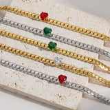 18K Light Snake Bone Chain Necklace with Zircon Crystal Choker