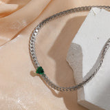 18K Light Snake Bone Chain Necklace with Zircon Crystal Choker